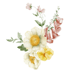 Watercolor Garden and wildflower bouquet for floral design and wedding invitation