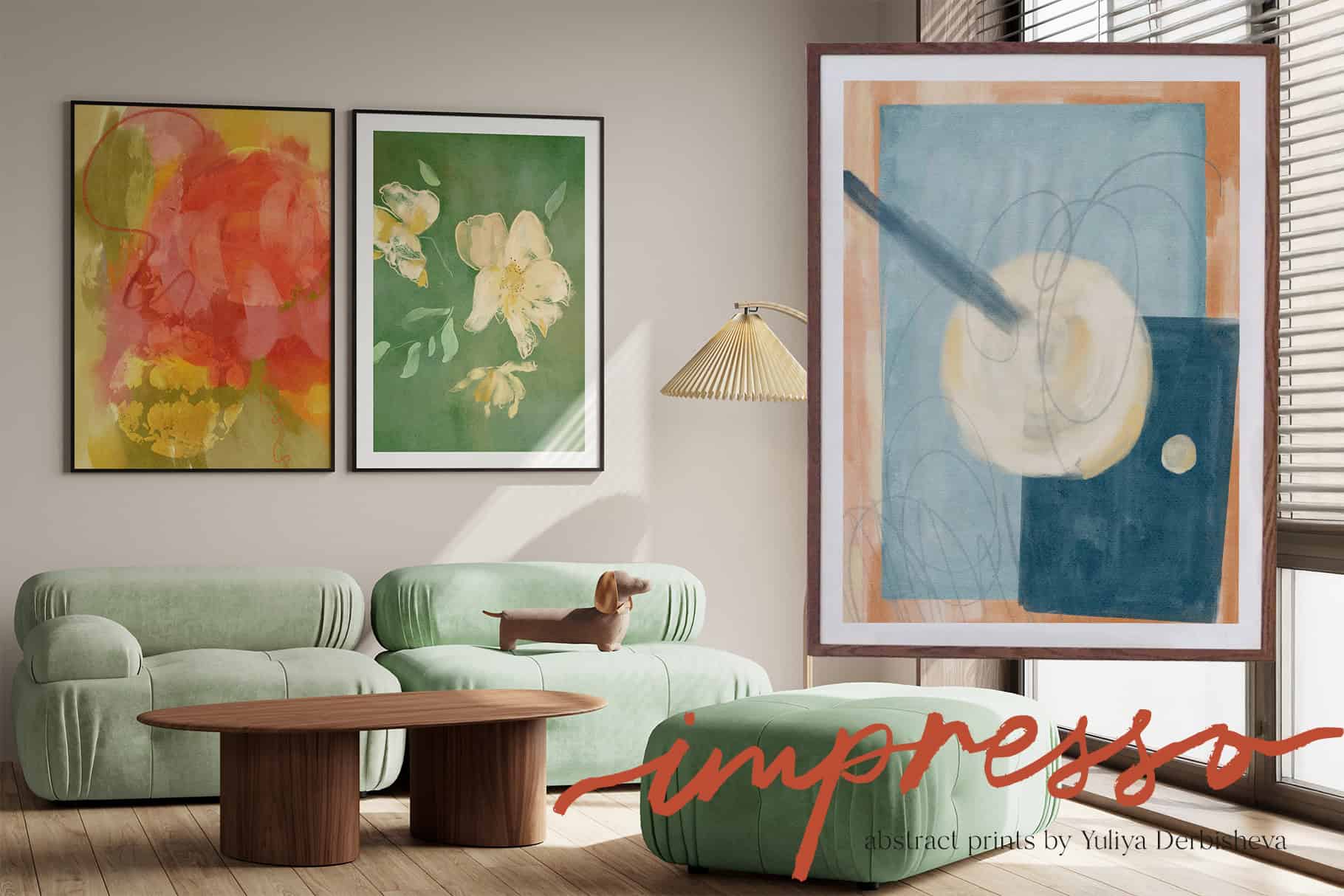 Impresso abstract prints posters wall art hand painted background - Image 2