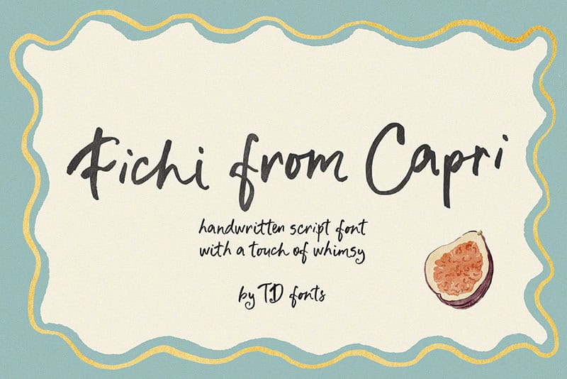 Fichi from Capri font whimsical handwritten script playful