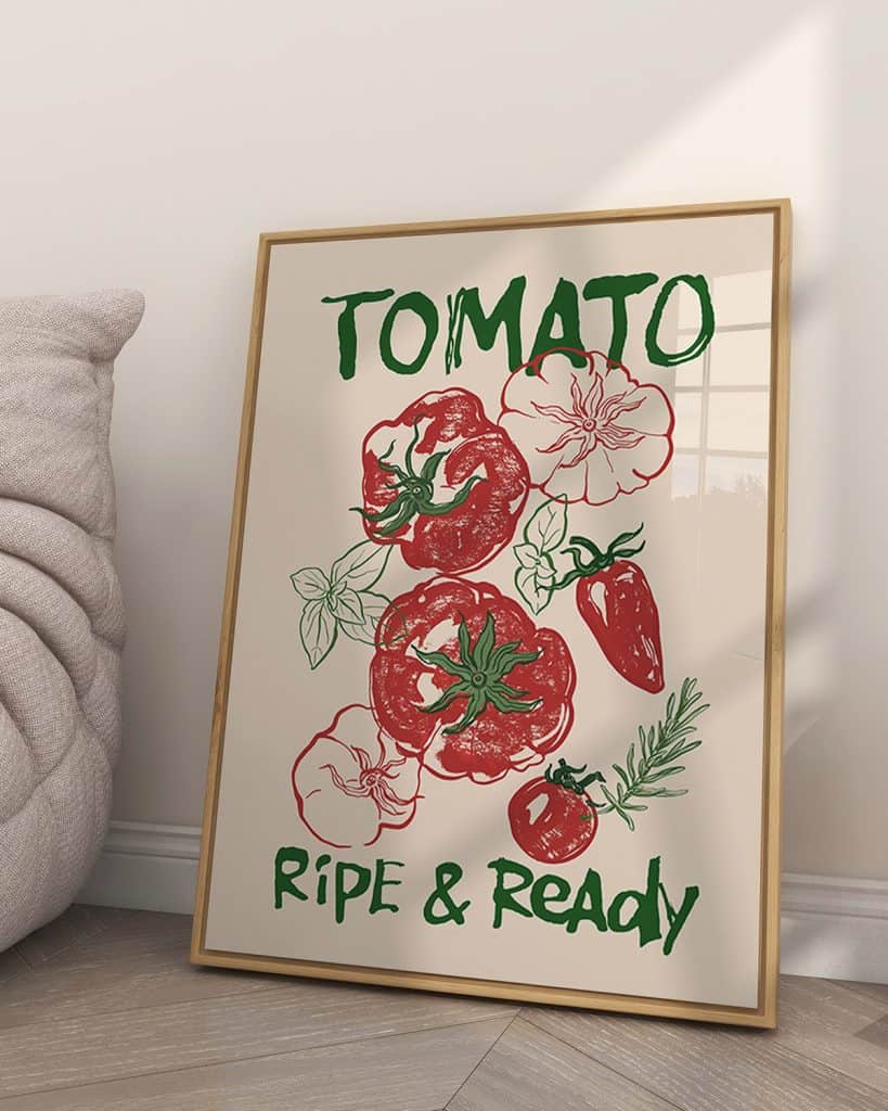 Tomato vegetable vector poster illustration for wall art and farmer food design