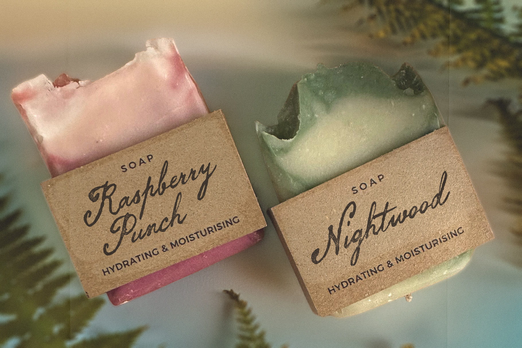 Darling Moment editorial elegant script font on rustic soap packaging labels