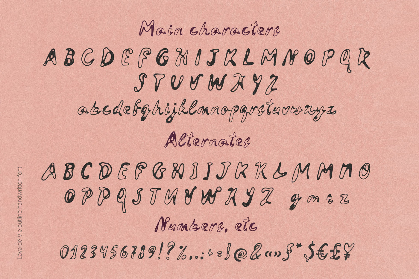 Lava de Vie — wavy outline quirky handwritten font — Fonts, Retro & quirky — outline handwritten font, liquid font, groovy 70s font 07
