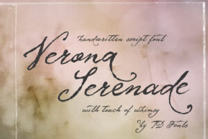 Verona Serenade vintage whimsical calligraphy wedding script font with swashes
