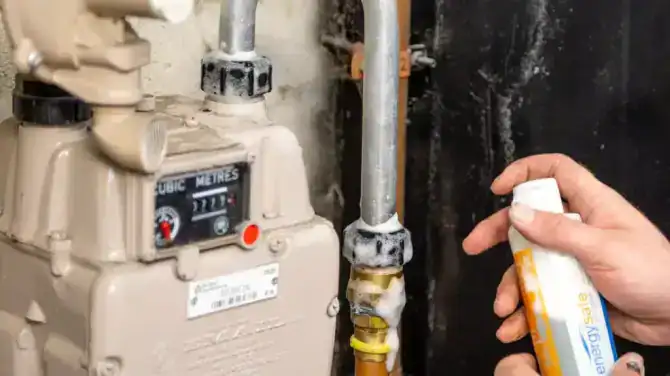 Gas meter and plumbing pipe repair in a Richmond home for hot water supply restoration.