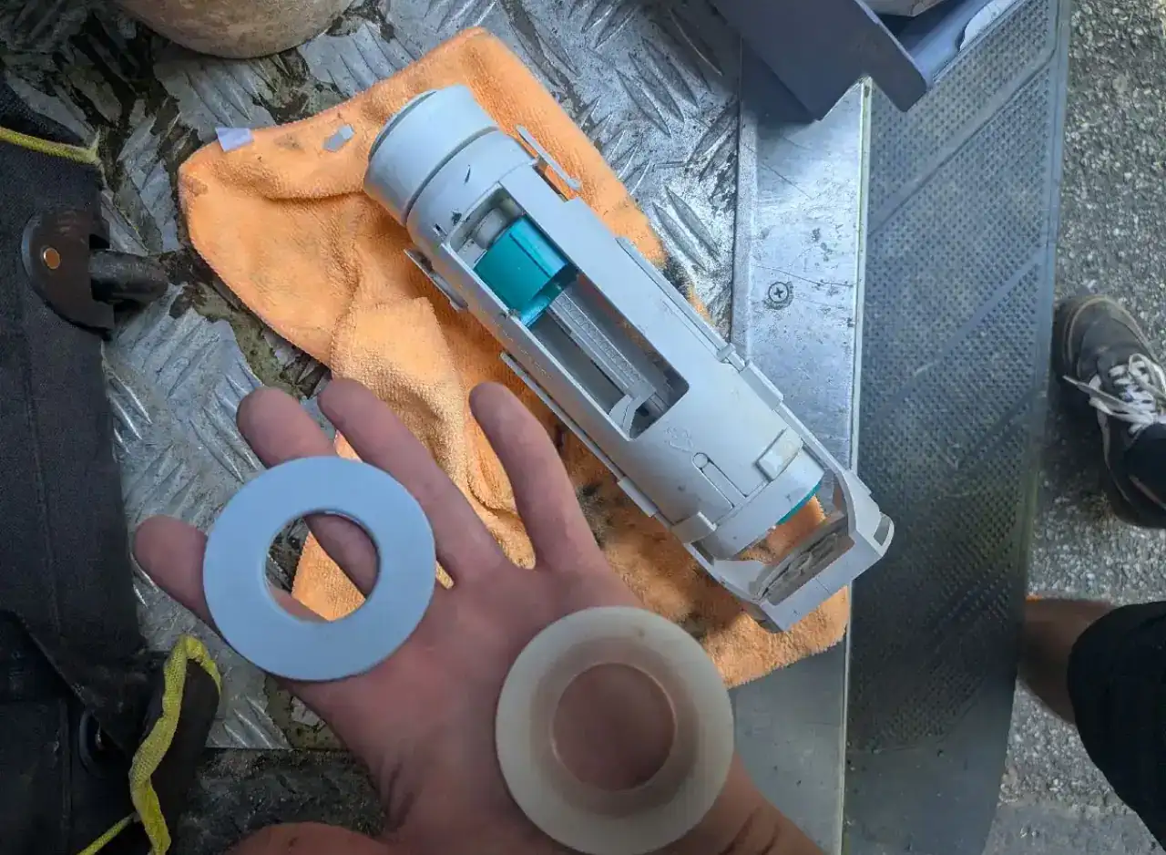 Toilet repair components being replaced by Zebra Plumbing in South Yarra.
