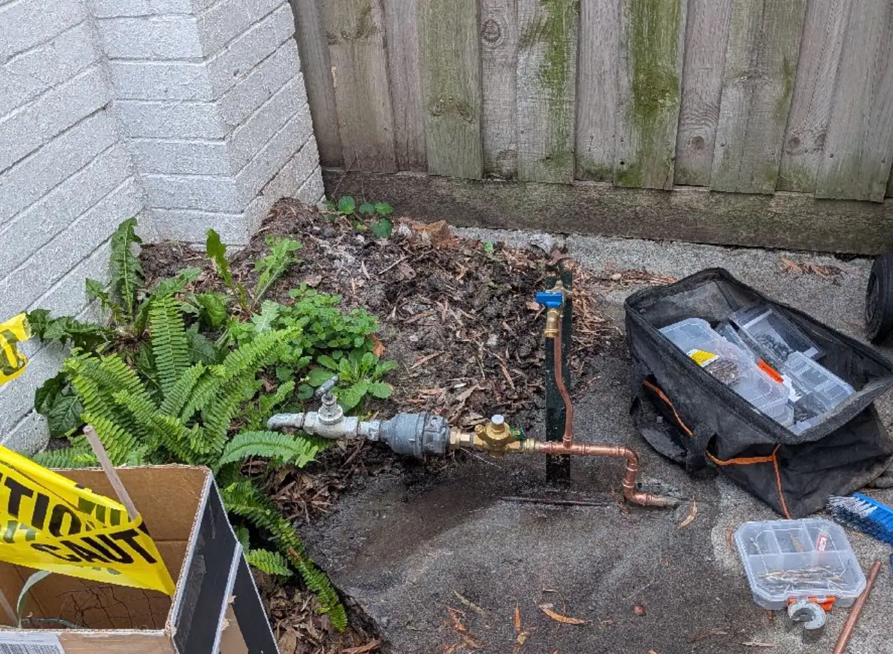 Water pipe repair and installation for outdoor plumbing.