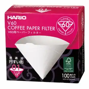 Caja de 100 filtros para Dripper V60 Hario - 01<br>(papel blanqueado)