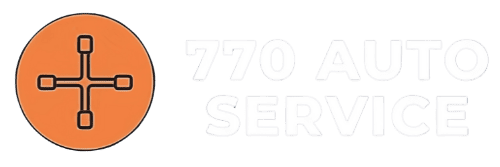 Auto repair shop logo with a car connection icon and "770 Auto Service" text.