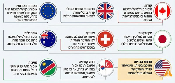 המצב החוקי במדינות שונות ביחס להאכלה בצואה