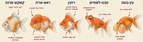 חמישה גזעים מעוותים ואומללים במיוחד של דגי זהב