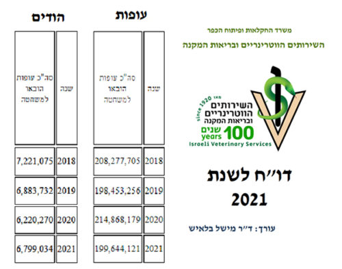 כמה תרנגולים נשחטים בשנה נתונים מדוח השירותים הווטרינריים במשרד החקלאות