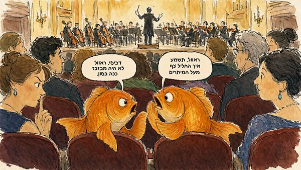 קריקטורה של ויכוח דג זהב בקונצרט