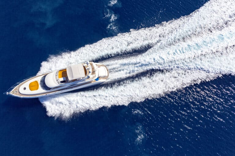 Luxury white yacht on sea