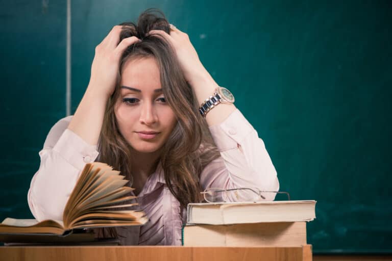 Tired teacher
