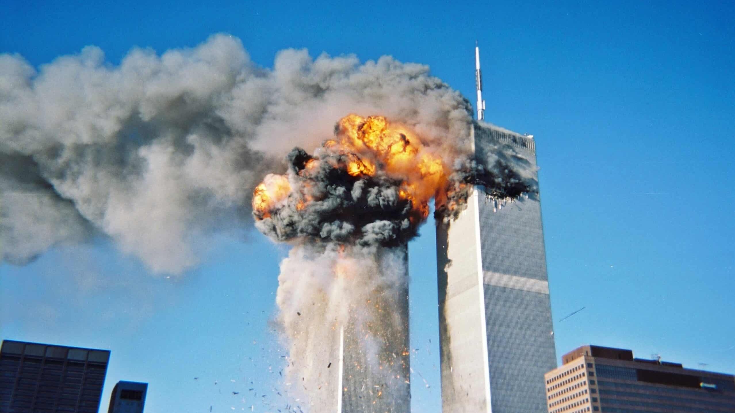 Explosion following the plane impact into the South Tower 9/11