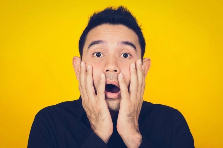 A man expressing shocked and scared face