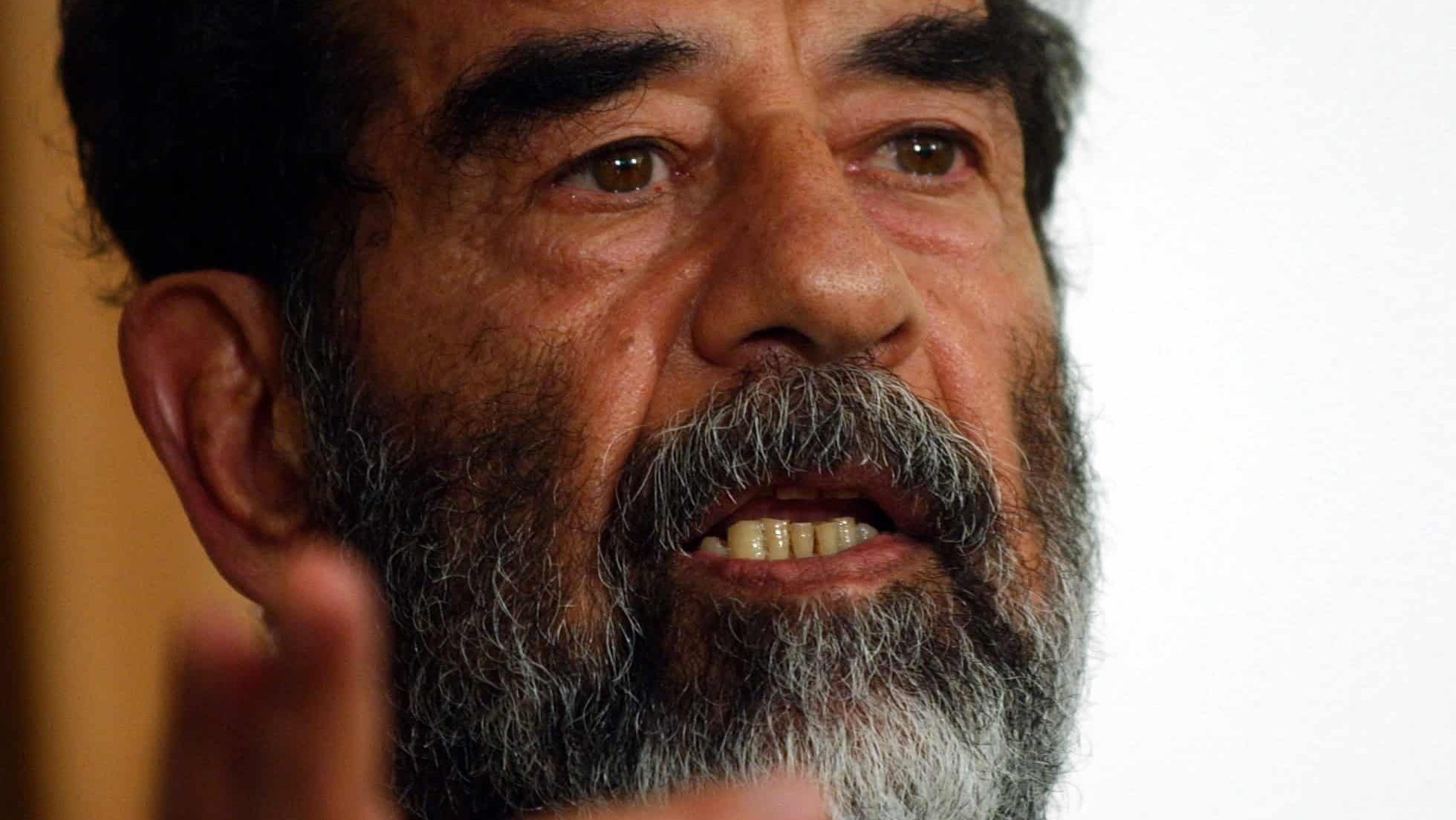 Saddam Hussein speaking at his trial