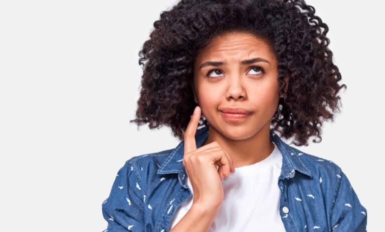 Close up shot of uncertain African American woman
