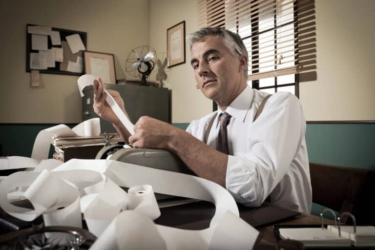 Professional accountant in vintage office