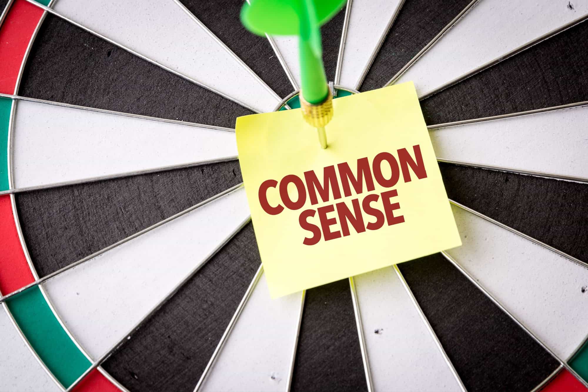 Dartboard target with not reading "Common Sense" on it