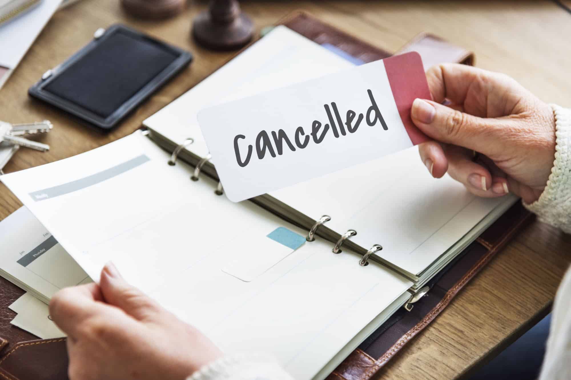 Canceled Rejected Abort Declined Cancellation Denied Concept