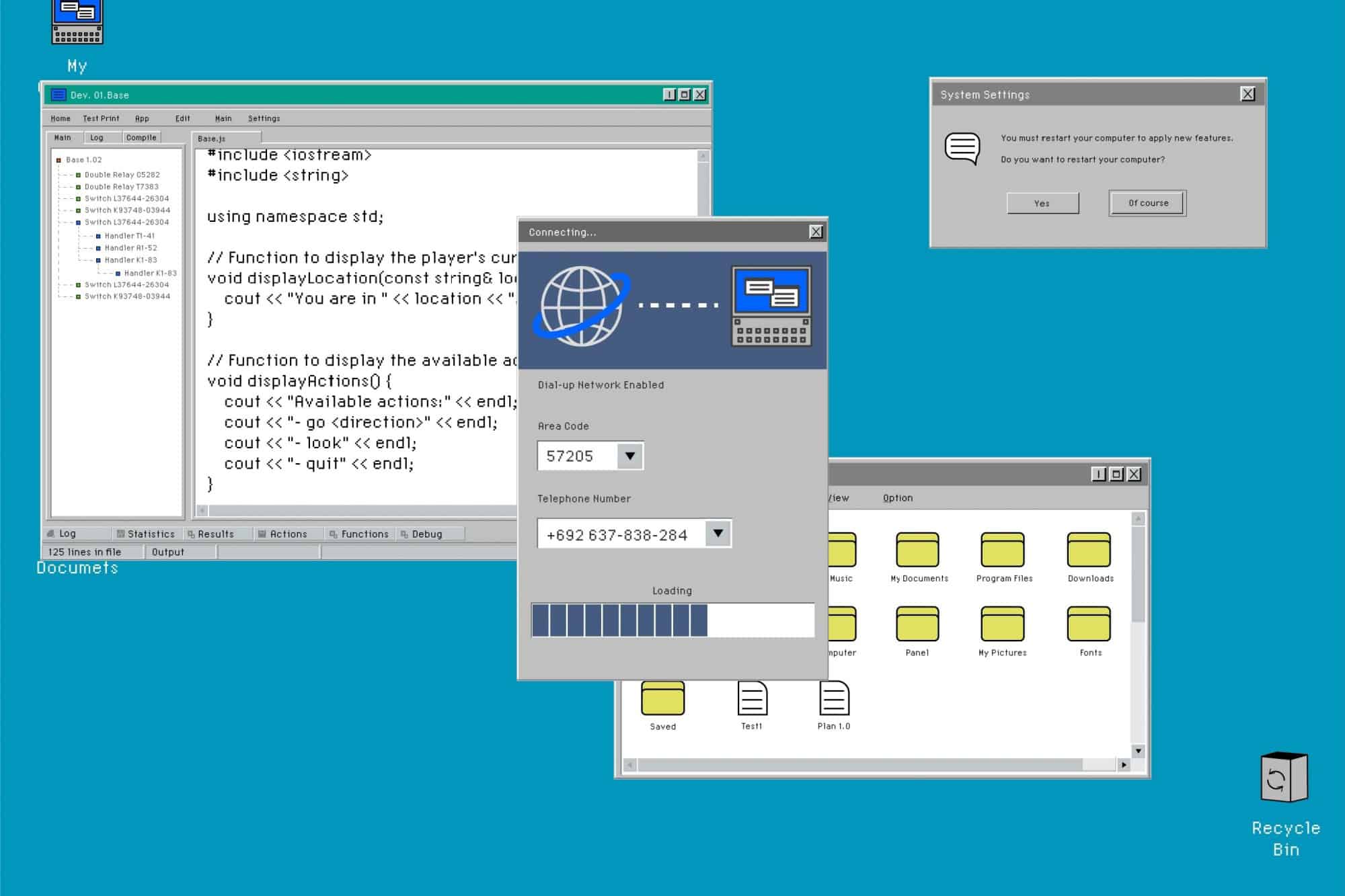 Retro Computer OS Template with Connection to Dial Up Internet