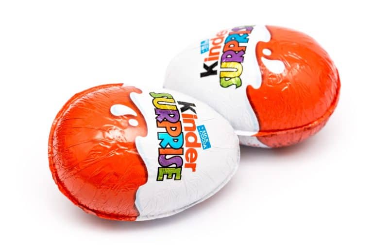 Kinder Surprise Chocolate Eggs On White Background