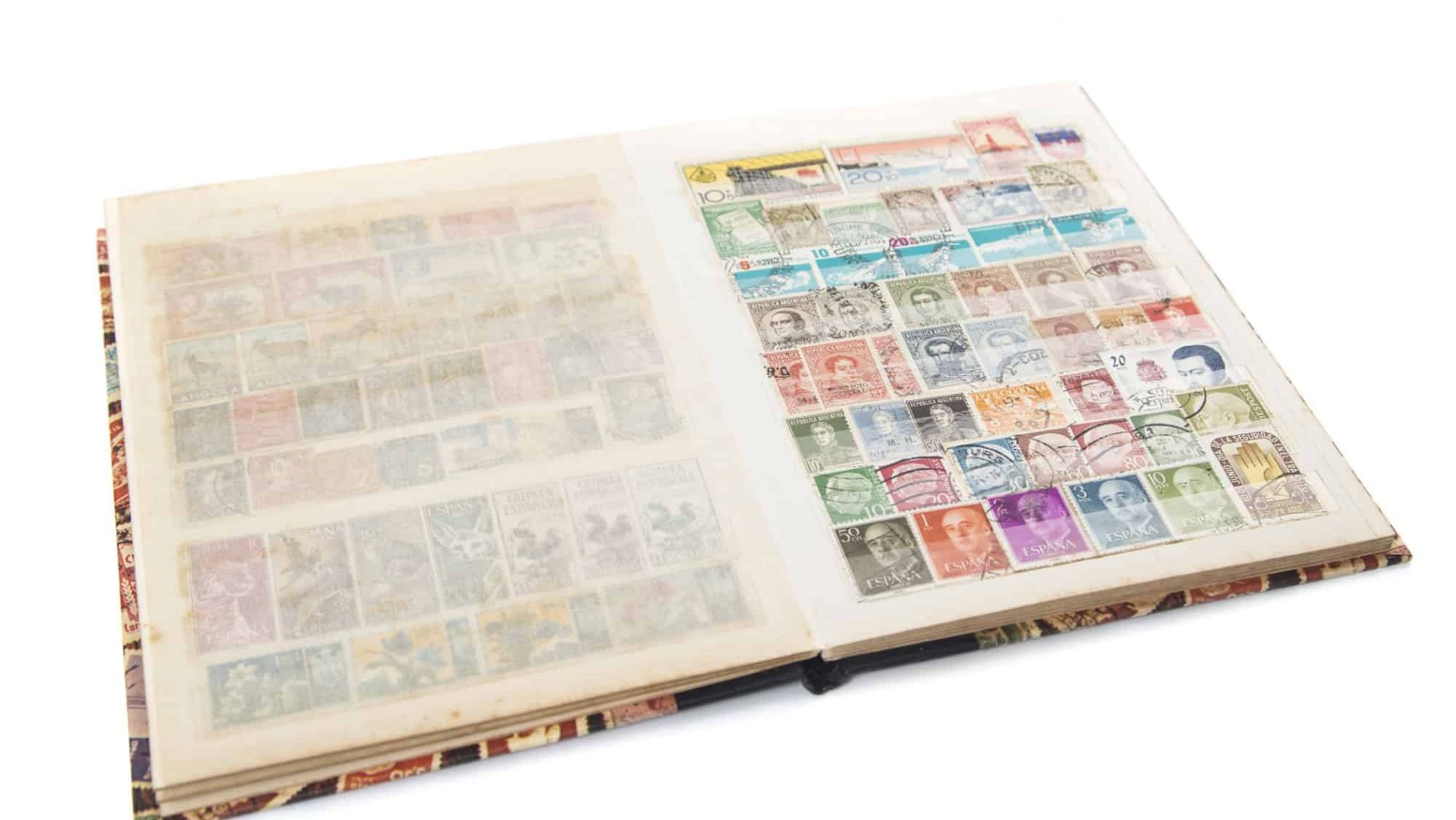 A storage book used by collectors for storing postage stamps