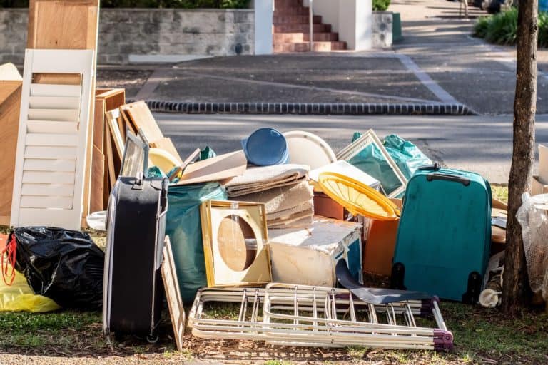 Household miscellaneous rubbish garbage items put on the street in Australia for council waste collection