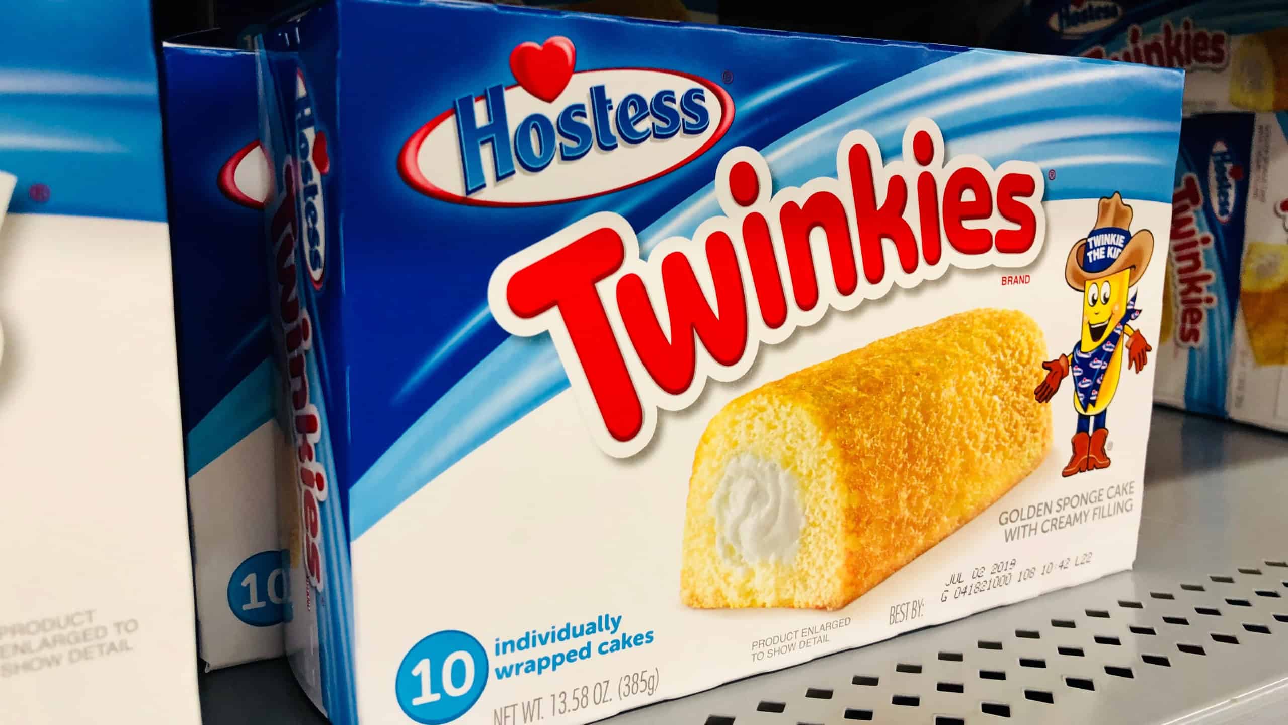 Palo Alto, CA - May 25, 2019: Boxes of the famous Twinkies made by Hostess Company on a store shelf.