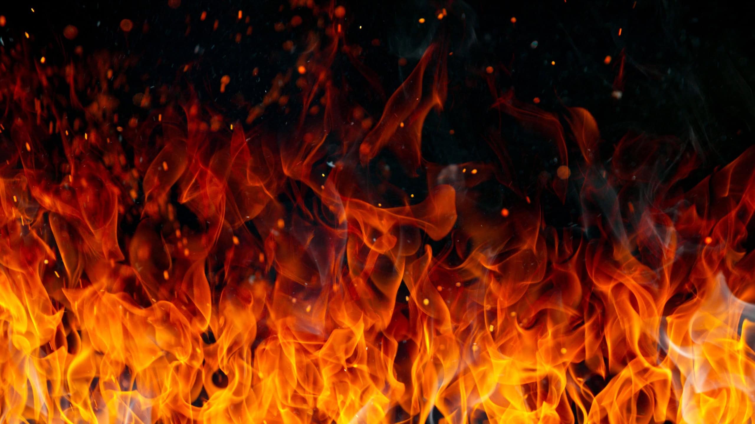 Fire flames isolated on black , abstract background