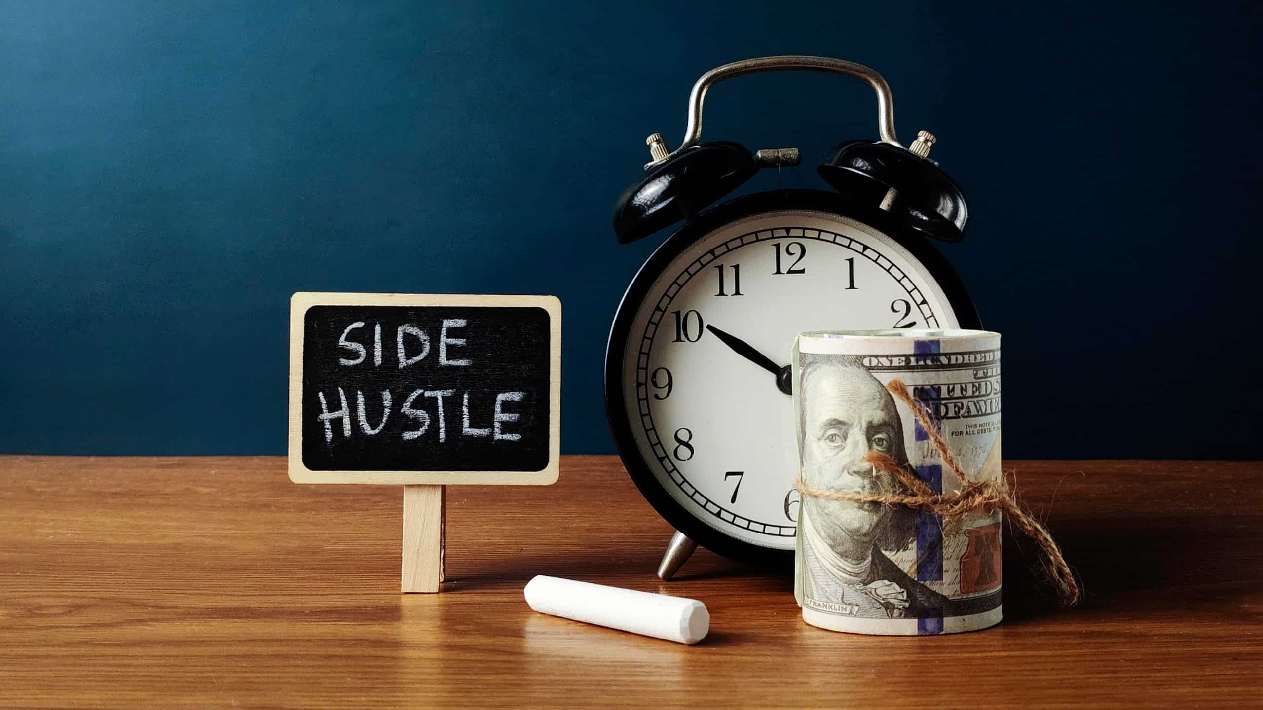 Side Hustle Concept: Earning Extra Income, Time Management, Financial Freedom, Second Job, and Money Making Opportunity