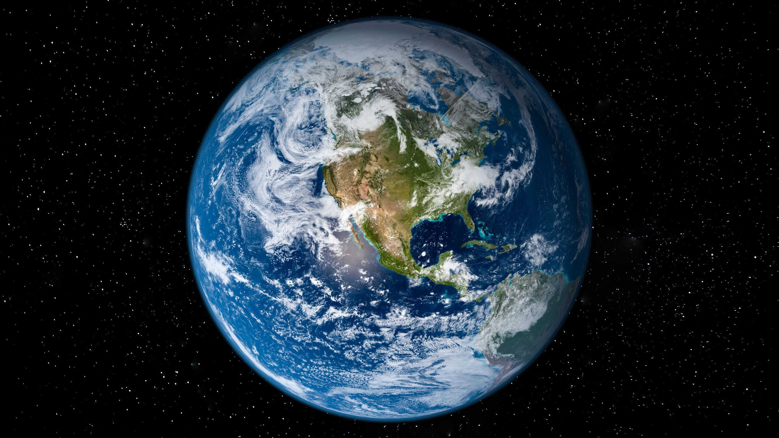 Planet Earth in Space surrounded by Stars showing North America. This image elements furnished by NASA.