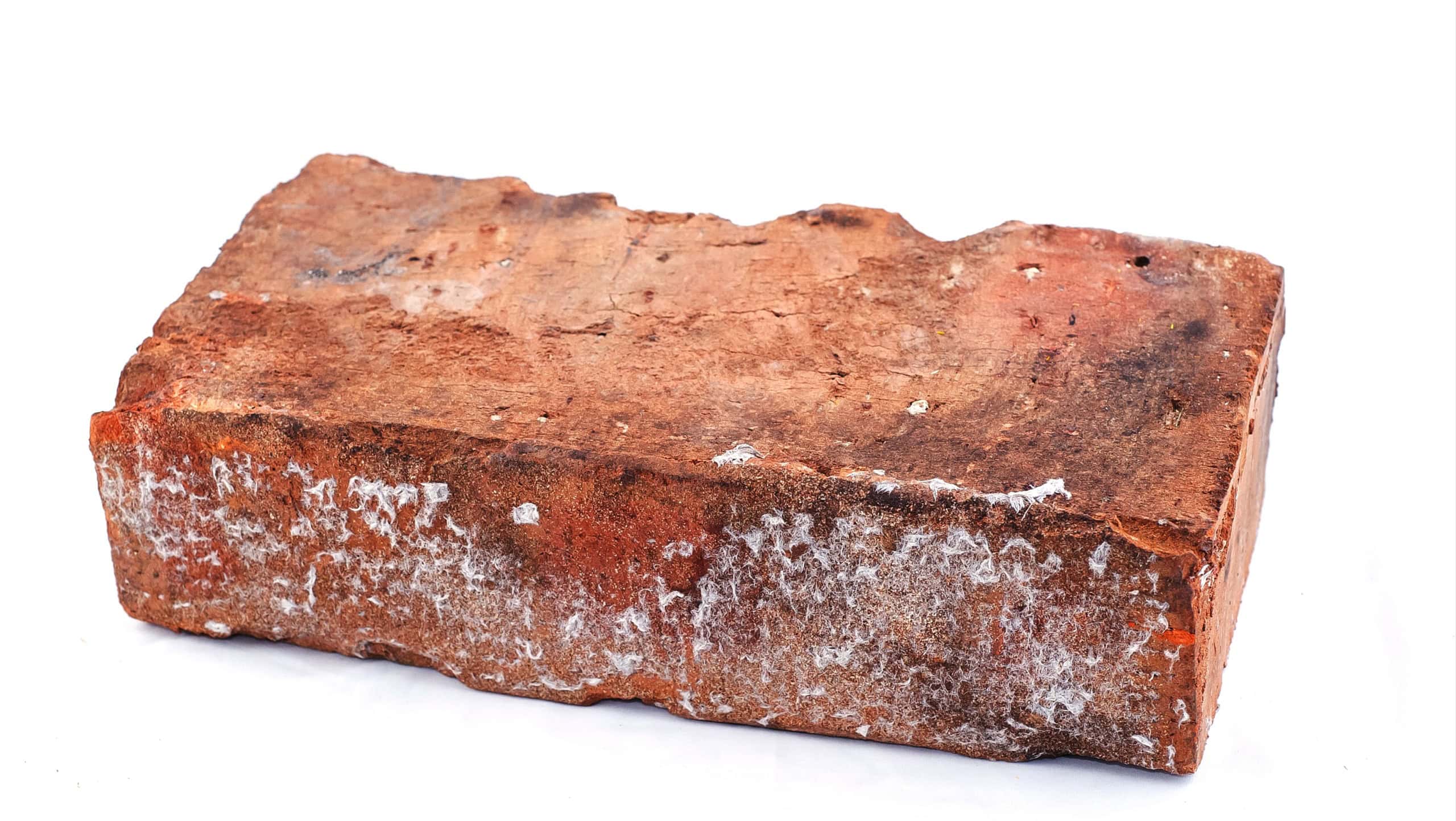 Old red brick isolated on white background