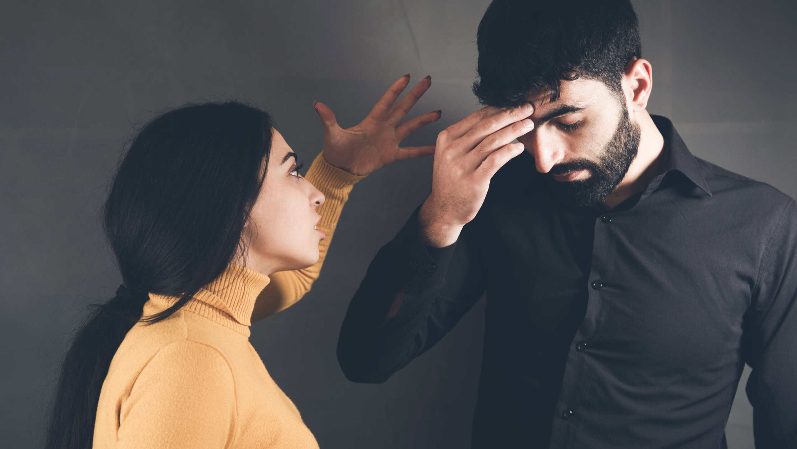 angry woman with sad man