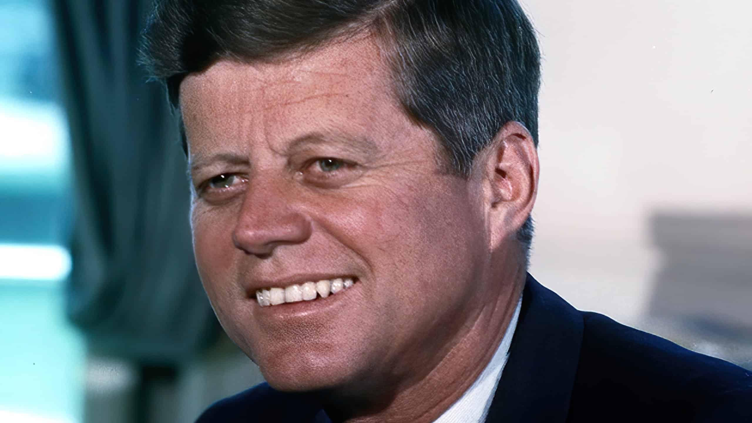 John F. Kennedy, White House color photo portrait