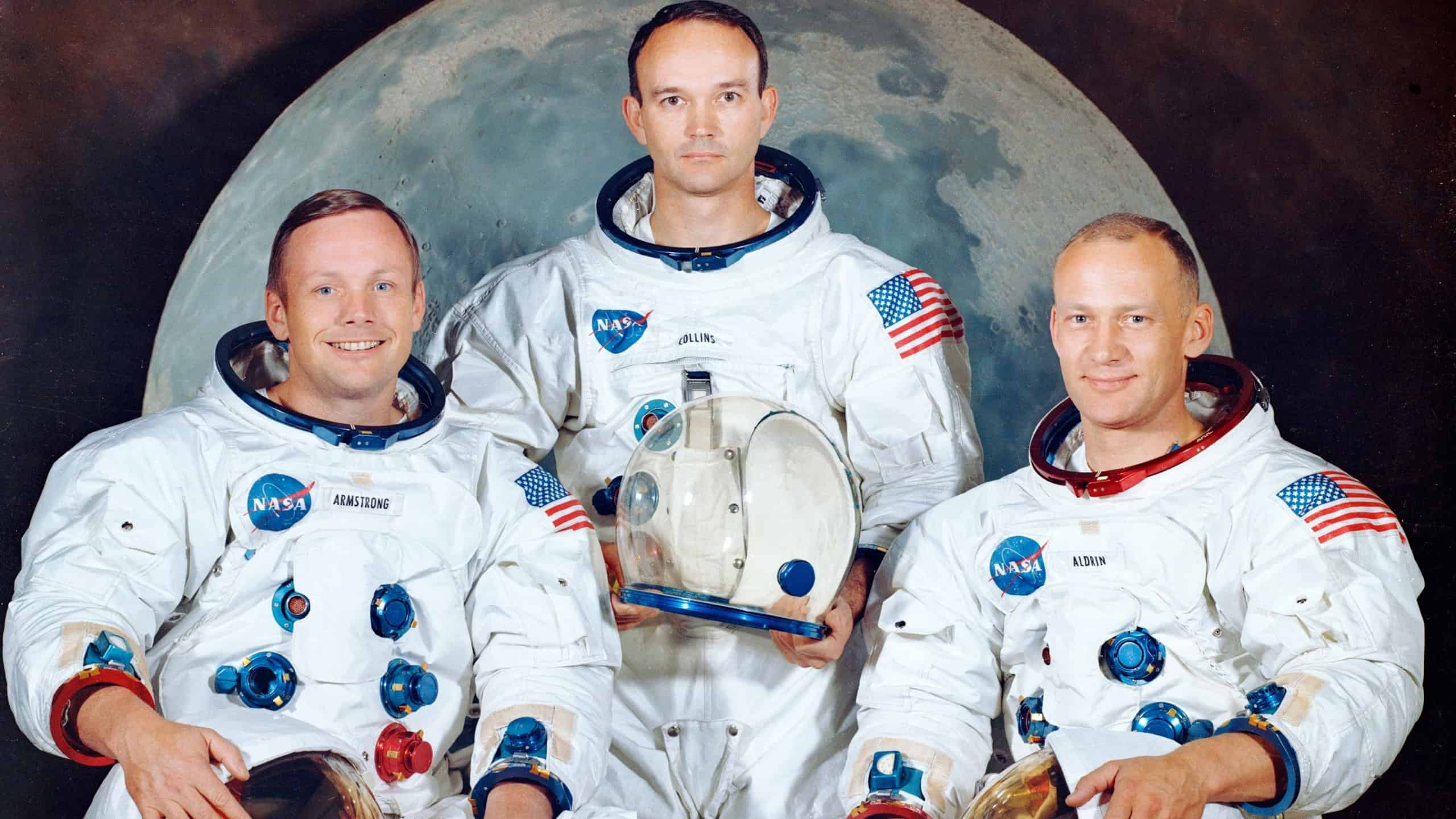 The official crew portrait of the Apollo 11 astronauts: Neil A. Armstrong, Commander; Michael Collins, Module Pilot; Edwin E. "Buzz" Aldrin, Lunar Module Pilot. Cape Kennedy - July 16, 1969