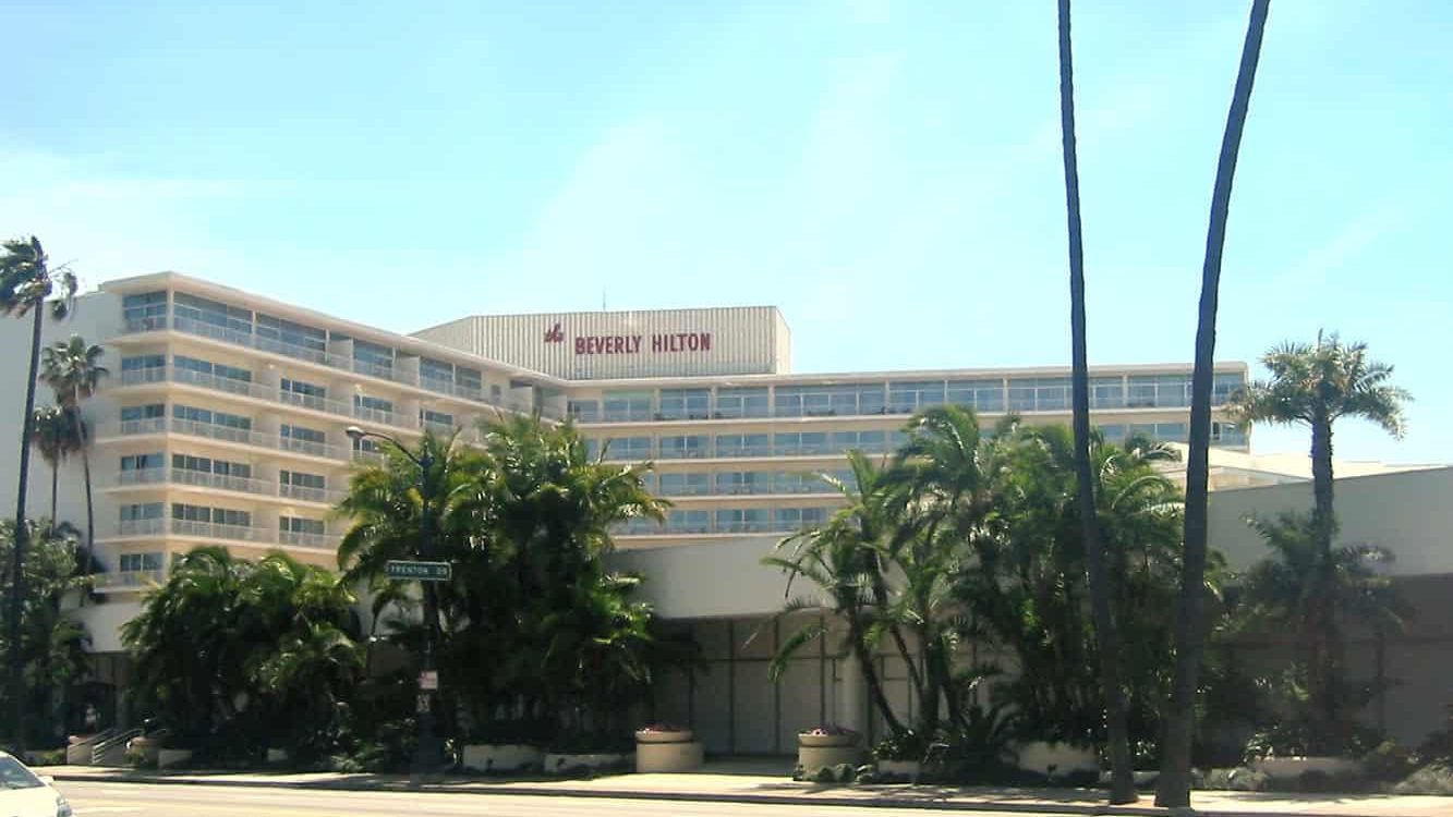Beverly Hilton Hotel on Wilshire Boulevard, in Beverly Hills, California