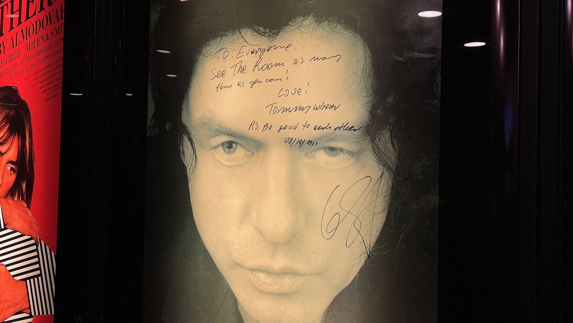 Signed copy of The Room post by Tommy Wiseau