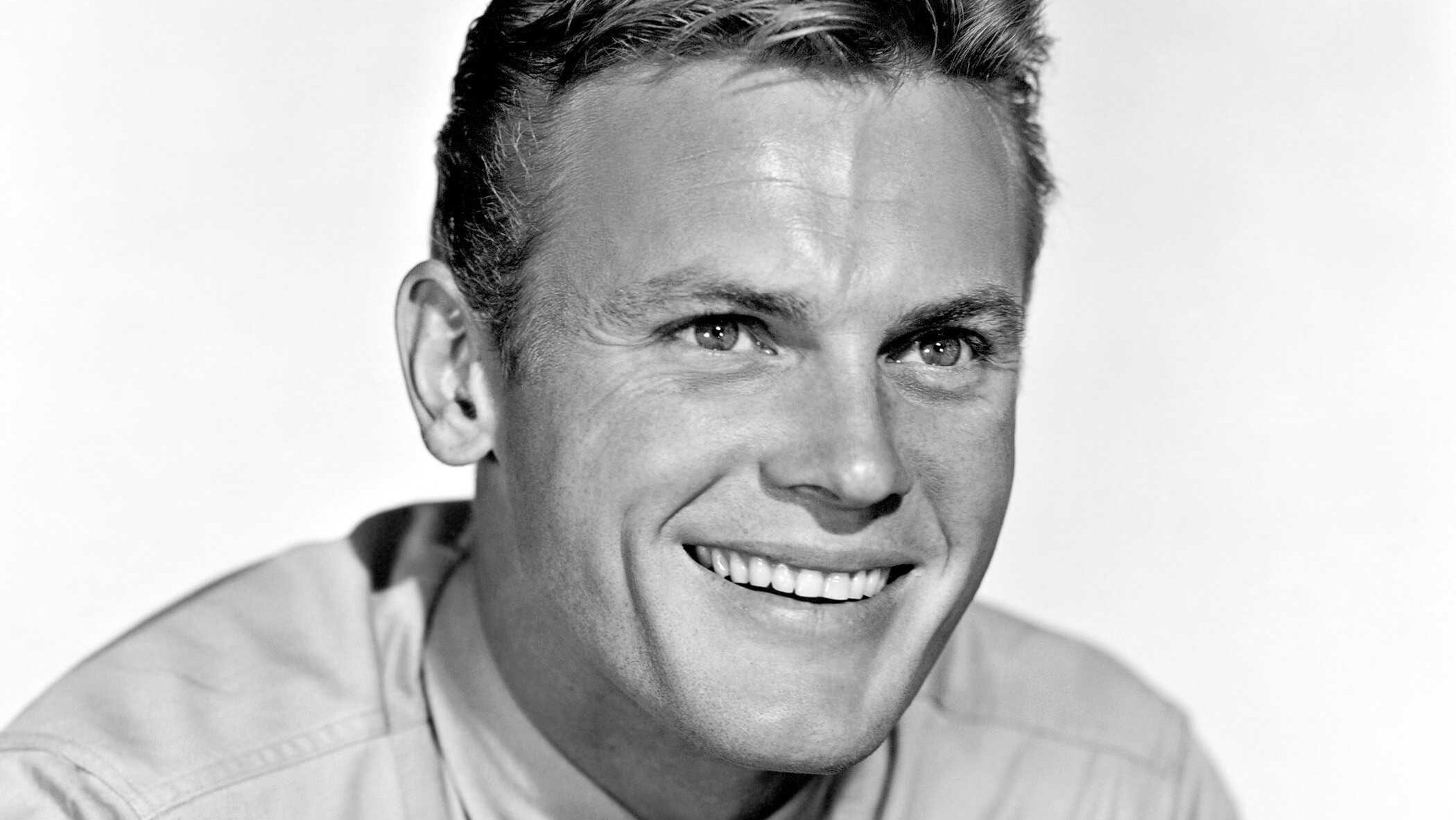 A promotional shot of Tab Hunter (1931 – 2018) in Battle Cry