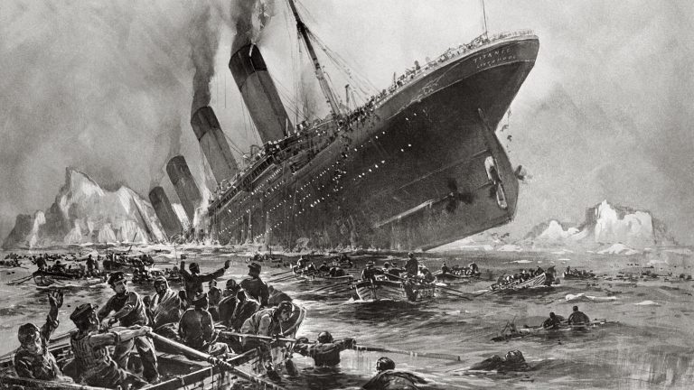 Titanic sinking, painting by Willy Stöwer