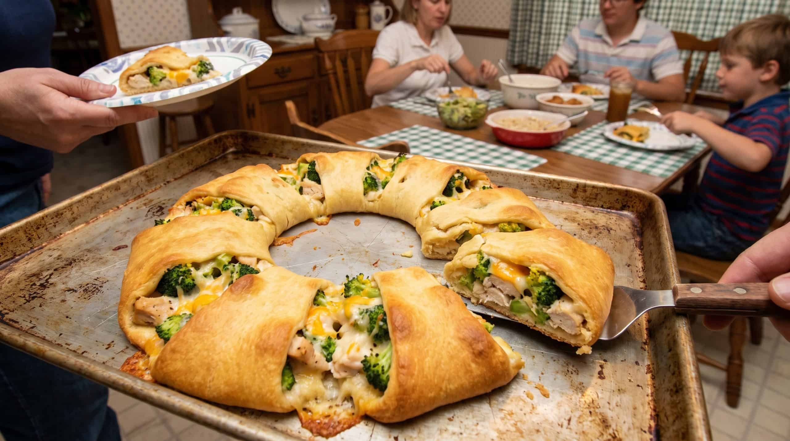 chicken and broccoli wrapped in dough