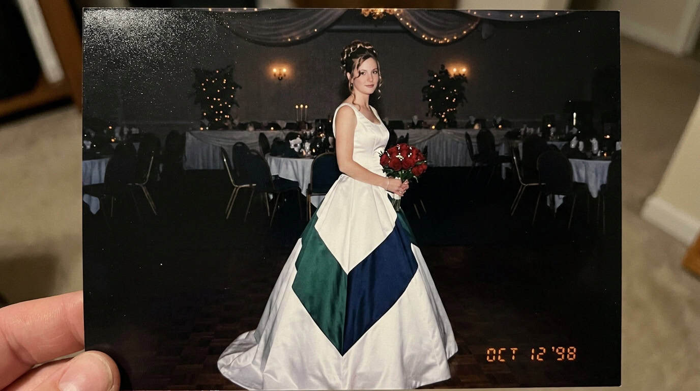 Color block wedding dress