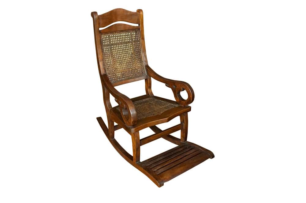 Wooden rocking chair isolated on white background