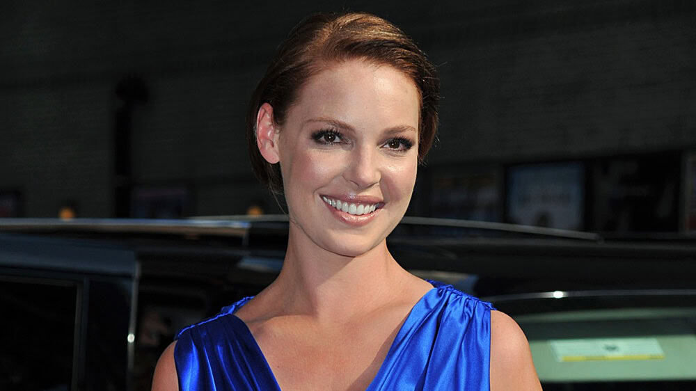 Katherine Heigl, in a Reem Acra dress, at talk show appearance for The Late Show with David Letterman-MON, Ed Sullivan Theater, New York July 20, 2009