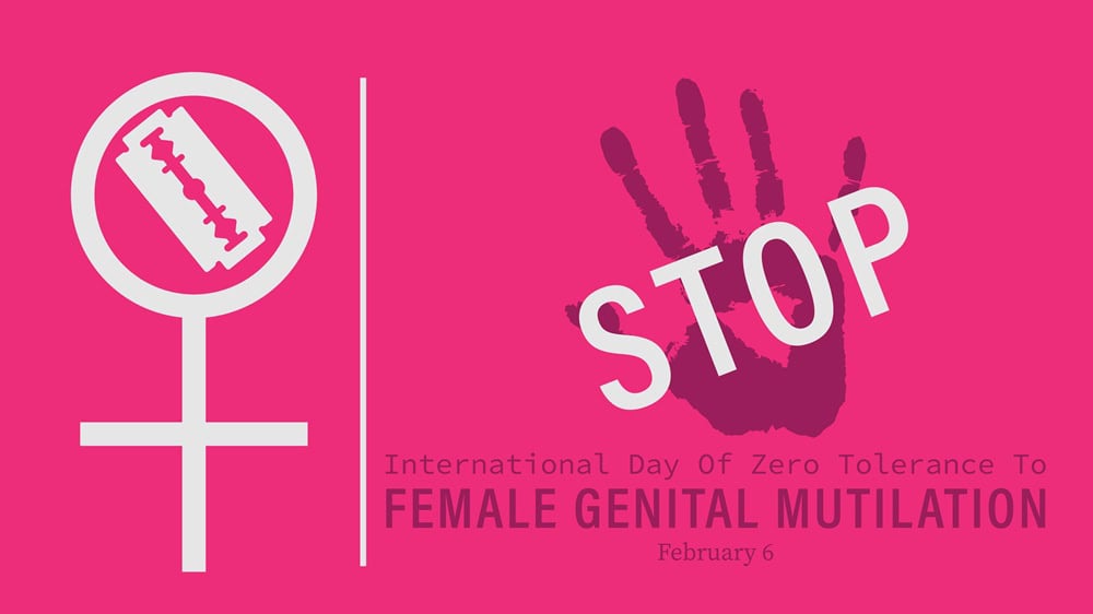 Vector illustration of International Day of zero tolerance for female genital mutilation February 6th.