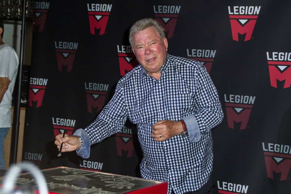 Actor William Shatner at his handprints in cement ceremony at the Theatre Box in San Diego during the annual Comic Con International Convention on July 21,2022.