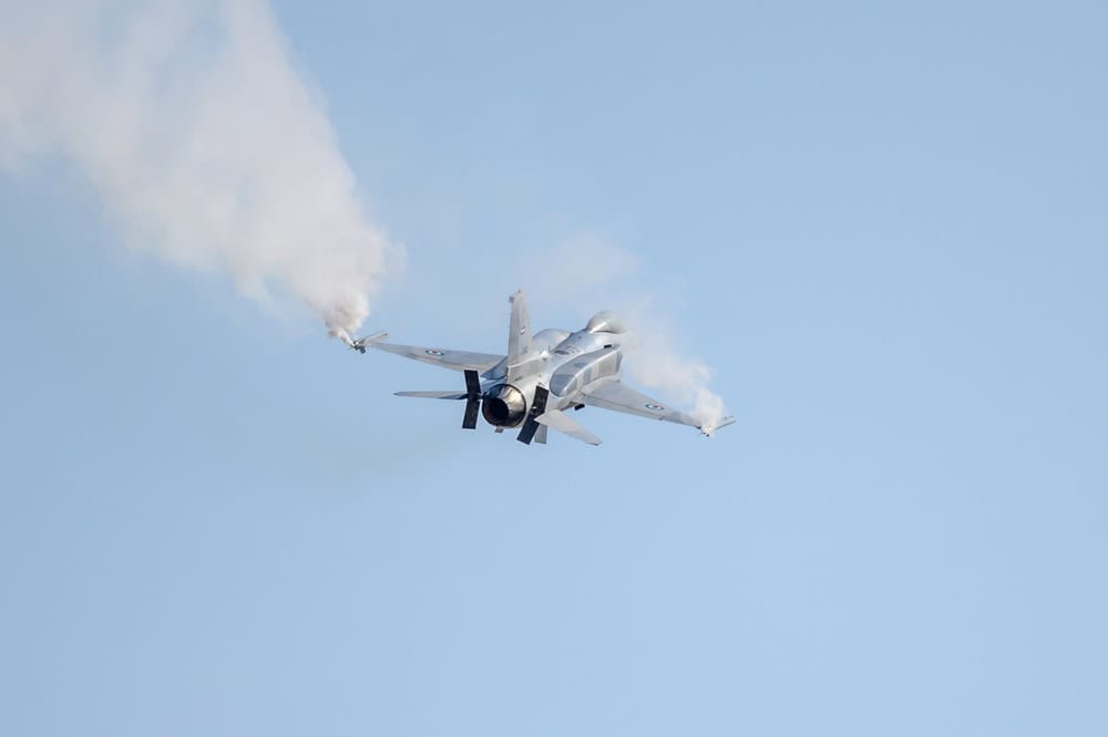 SAKHIR AIRBASE, BAHRAIN - Nov 10: Flying display and aerobatic show of UAE F-16 in Bahrain International Airshow at Sakhir Airbase, Bahrain on 10 November 2022
