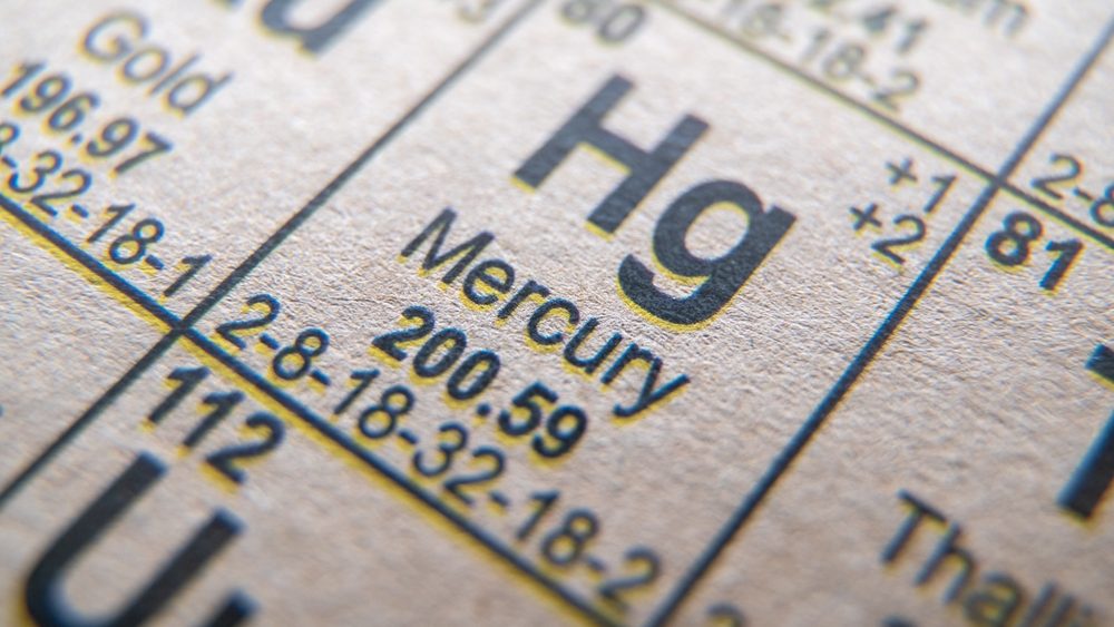 Mercury on periodic table of the elements.