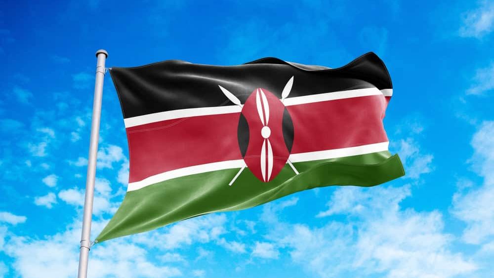 Kenya flag waving in the wind